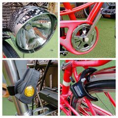 ※　受け渡し完了　※　　　　　　　　　　　　　　　　自転車　２６インチ　全整備済み　レトロ風　LEDライト　赤色　おまけ付