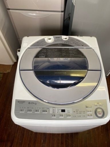 福岡市内配送設置無料　2019年式　SHARP 8.0kg 全自動洗濯機 ES-GV8C-S シルバー 低騒音インバーター搭載