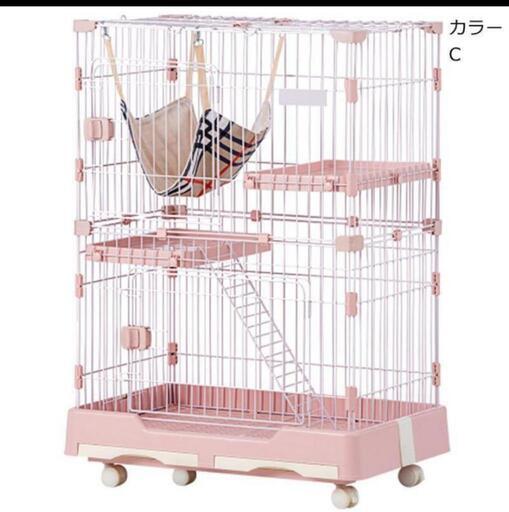 ほぼ未使用猫用ゲージ一段二段調節可能
