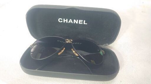 『完売』CHANEL シャネル サングラス メガネ アイウェア ティアドロップ ココマーク ブラック ゴールド 02463 90405 美品 中古 54190
