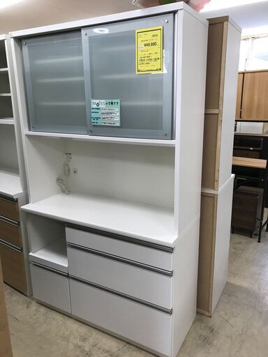 松田家具 キッチンボード レンジボード 作業台 食器棚 収納キッチン スロークローズレール モイス加工 おしゃれ 幅118cm 新生活 引越クリーニング済 堺市 石津【ジャングルジャングルサカイ石津店
