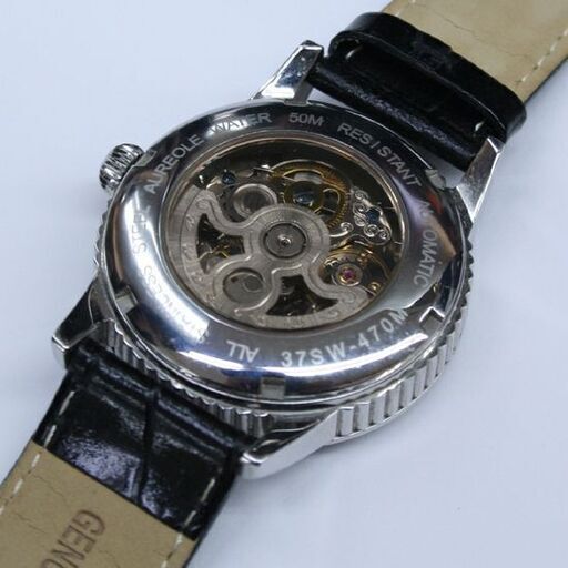 動作品 AUREOLE CLASSIC 37SW-470M 自動巻き腕時計 オープンハート 裏
