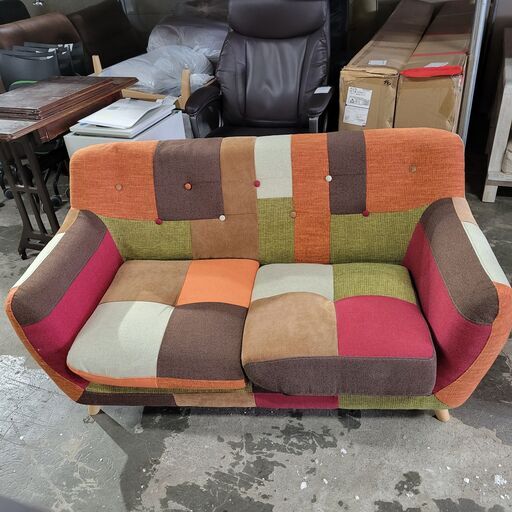 終 パッチワークソファ 2Pソファ W135×H72×D65cm 24c菊MZ