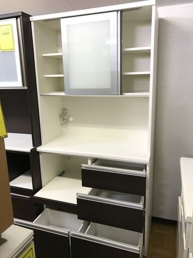 FU755】☆松田家具 システムキッチンボード ホワイト×ブラウン 100×50