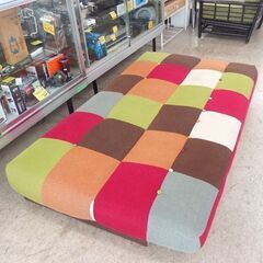 ソファベッド 幅175cm パッチワーク柄 3人掛けソファ 脚欠品 カラフル