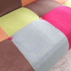 ソファベッド 幅175cm パッチワーク柄 3人掛けソファ 脚欠品 カラフル