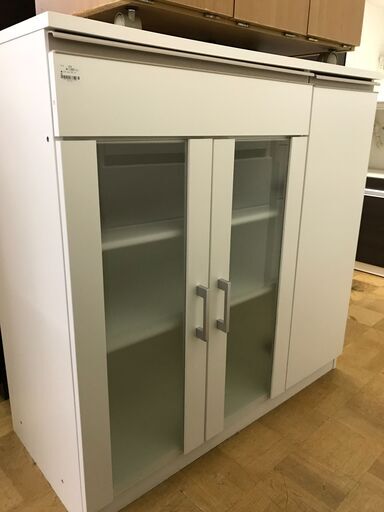 【FU757】★NITORI  ニトリ  キャビネットフォルムN  レンジボード  ホワイト  90×39.5×89  レンジ台  食器棚   キッチンボード  キッチン家具  収納家具  堺市 深井 【ジャングルジャングル深井店】