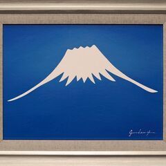 油絵イラスト△『青い空に白い富士山』△がんどうあつし絵画原画肉筆