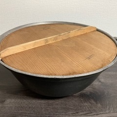 古民具 木製蓋付きアルミ鍋①
