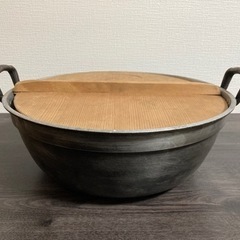 古民具 木製蓋付きアルミ鍋②