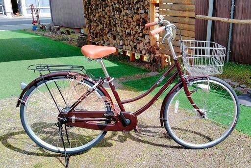 ※　受け渡し済み　※　　　　　　　　　　　　　　　　　　　　　　　　　　　　　　　　　　中古自転車　２６インチ　ママチャリ　婦人用　オートライト　茶色　ブラウン　整備済み　加古川市　美品　極上品