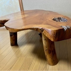 和風 テーブル 一枚板 レトロ 天然木 ローテーブル 座敷机 座卓