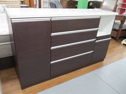 R533 NITORI キッチンカウンター、レンジボード、ブラウン、幅160cm Used