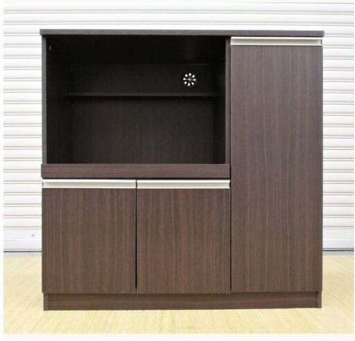 きれい　ニトリ　[　幅90cm　] レンジ台　8890770　ダークブラウン　スライドテーブル　単身　1人暮らし　食器棚　収納棚　キッチン　炊飯