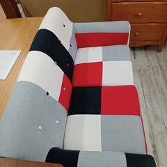 ★【モダンデコ】2人掛けソファー　北欧風 パッチワーク柄 💳自社配送時🌟代引き可💳※現金、クレジット、スマホ決済対応※