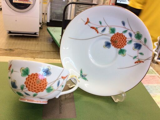 深川製磁 有田焼 菊小鳥 カップ＆ソーサー