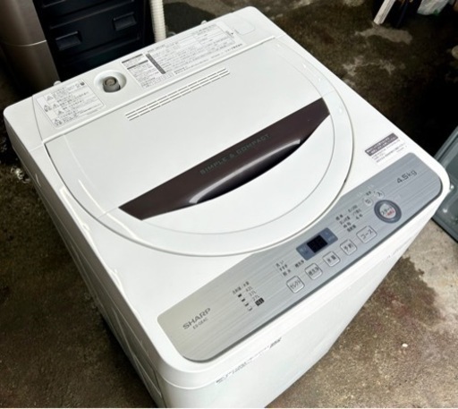 札幌市内配送無料 19年製 SHARP シャープ 4.5kg 全自動洗濯機 ES-GE4C-T