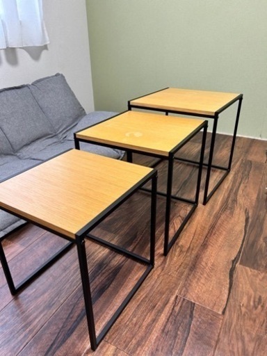 ネストテーブル(幅90/50cm) ローテーブル 2個セット コンパクト