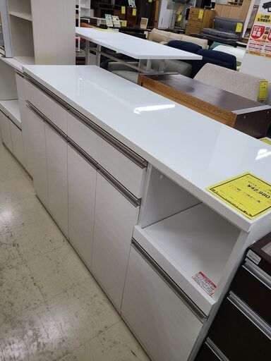 J4441　美品！希少サイズ NITORI　ニトリ　160cm幅キッチンカウンター レンジボード キッチンカウンター ホワイト　クリーニング済み　【リユースのサカイ柏店】