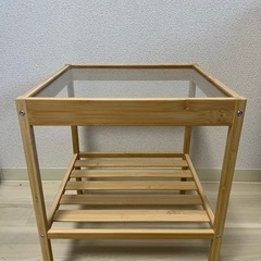 【サイドテーブル】IKEA  ガラストップ  