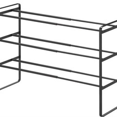 伸縮 シューズラック 3段 ブラック 