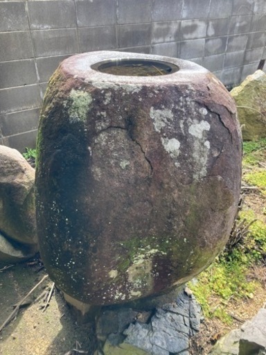 巨大　縁先手水鉢　立鉢　つくばい　夏目 立手水鉢③ 天然石　国産 巨大 縁先手水鉢 立鉢 つくばい 夏目 立手水鉢③ 天然石 国産