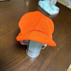 保育園帽子オレンジ白