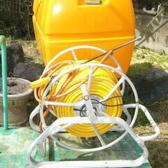 農機具 水タンク　アルミ巻取機　ホース100ｍ　噴射ノズル