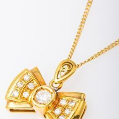 K18 ダイヤモンド ネックレス (リボンモチーフ) 品番n22-221