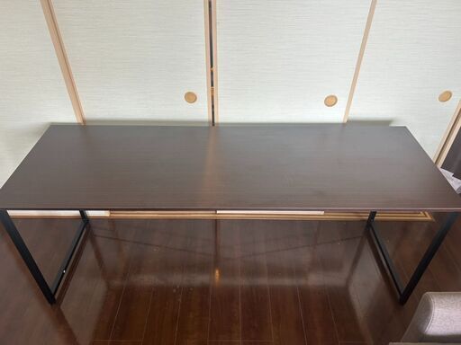 【美品】サンワサプライ　シンプルデスク ワークデスク 2人用 2人掛け モニターアーム対応 幅180cm 奥行60cm ブラウン デュアルモニター 100-DESKF007BR