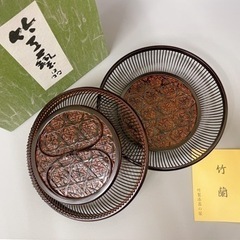 新品　竹蘭　竹製漆器　お菓子•小物入れ