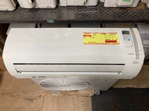 K05147　コロナ　2019年製　中古エアコン　主に6畳用　冷房能力　2.2KW ／ 暖房能力　2.5KW