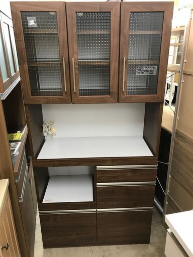 ディーノ 食器棚 キッチン収納 キッチンボード システムキッチンボード 一体型  女性が使いやすい リアルウォールナット 日本製 国産 おしゃれ クリーニング済 堺市 石津店 【ジャングルジャングル石津店】