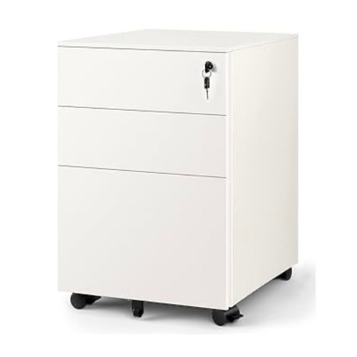【美品中古】デスクワゴン サイドワゴン キャビネット オフィスワゴン 袖机 キャスター付き 鍵付き 3段オールロック