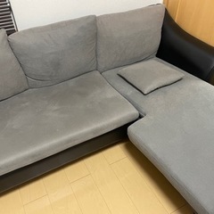 値下げ!【美品】スイートデコレーション カウチソファー グレー系 革調 