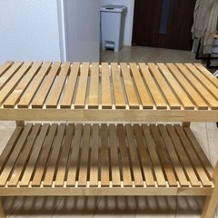 IKEA モルゲル　木製ベンチ　棚