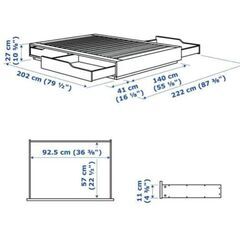 IKEA マンダール　ダブルサイズ　ベッドフレーム　140×200 MANDAL マンダール ベッドフレーム 収納付き, バーチ, ホワイト