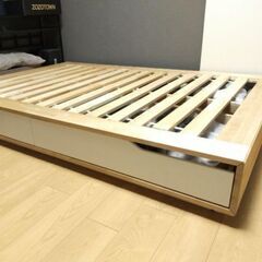 IKEA マンダール　ダブルサイズ　ベッドフレーム　140×200 MANDAL マンダール ベッドフレーム 収納付き, バーチ, ホワイト