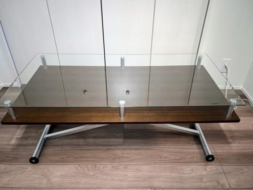 昇降式ガラスダイニングテーブル ディノス ディノス 二重天板 昇降式