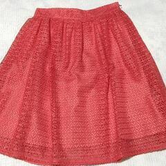 鮮やかピンク　レース編みスカート　М
