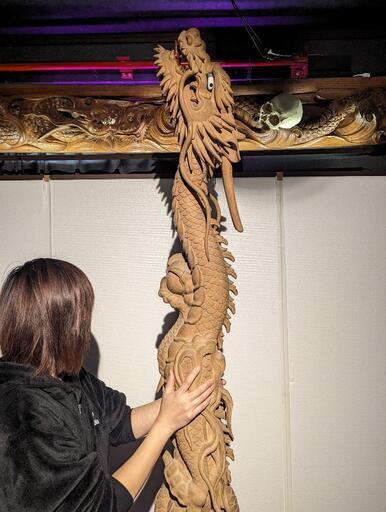 龍 彫刻 木彫り 一刀彫 ドラゴン 神社 お寺 だんじり アンティーク 