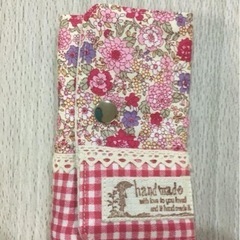 ハンドメイド キーケース 花柄 ピンク・レット系