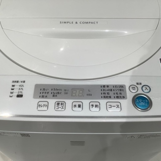 30日迄！送料無料★SHARP 6㎏ 洗濯機【ES-G60TC-W】 取りに来られる方限定】SHARP ES-G60TC 6.0kg 2018年製