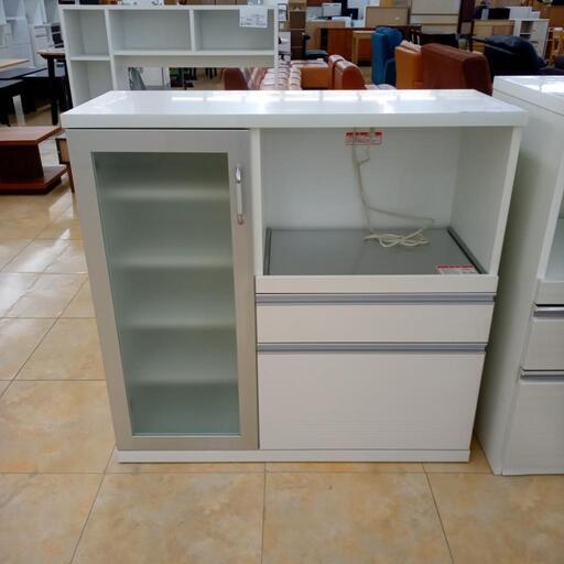 ★ジモティ割あり★  レンジ台 ホワイト、グレー H97.2×D42×W102 クリーニング済み OJ3733