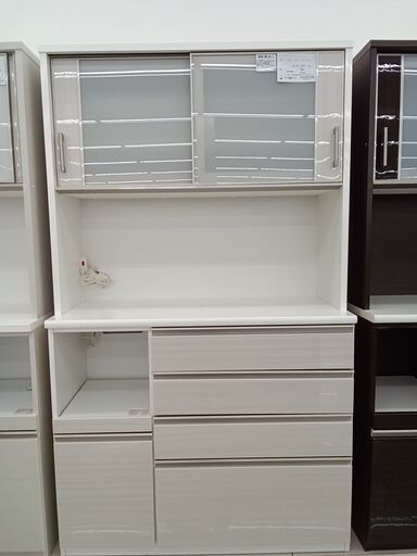 ★ジモティ割あり★ NITORI レンジボード ライトベージュ H205×D51×W120.5 クリーニング済み HJ2385