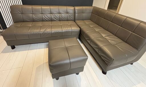 【中古品】 **値下げ** ニトリ カウチソファ ダイニングソファ『オットマン付き』