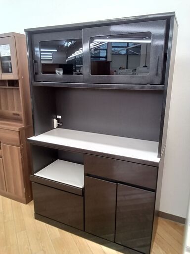 ★ジモティ割あり★ 大川家具 レンジボード ブラック H180×D46×W117 クリーニング済み TK1788\t\t\t\t\t\t\t\t