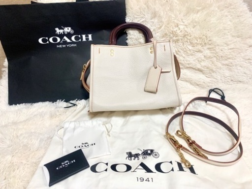 【極美品】COACH ハンドバッグ/レザー/WHT/2Way コーチ