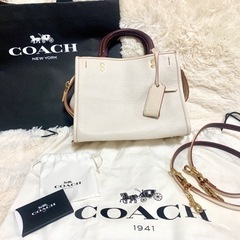 【極美品】COACH ハンドバッグ/レザー/WHT/2Way コーチ