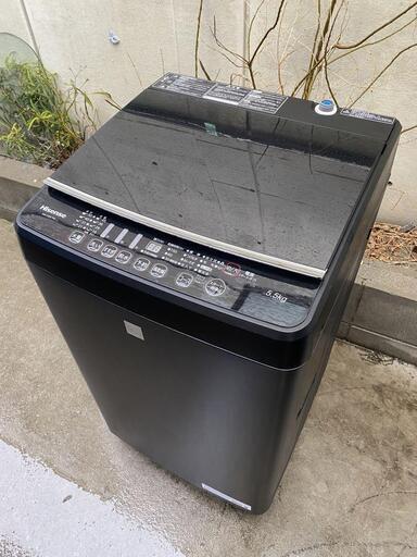 人気ブラック Hisense 洗濯機 ガラストップ 2021年製 5.5kg 美品